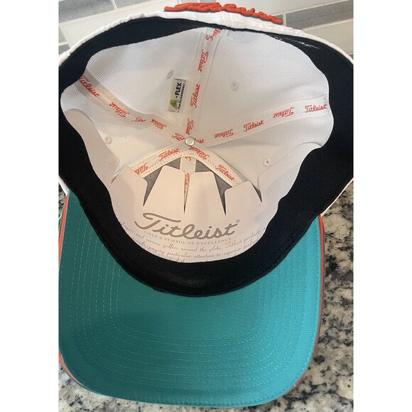 TITLEIST Fitted Golf Hat LARGE/XL Aqua Green Orange White NEW Embroidered - Picture 5 of 7